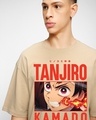 Shop Men's Ginger Root Brown Tanjiro Fire Breathing Graphic Printed Oversized T-shirt