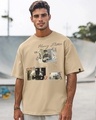 Shop Men's Ginger Root Brown Timeline Graphic Printed Oversized T-shirt-Front