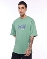 Shop Men's Granite Green Collapsed Typography Oversized T-shirt-Full