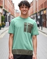 Shop Men's Granite Green Color Block Oversized T-shirt-Front