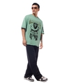 Shop Men's Granite Green Maniac Escapes Graphic Printed Oversized T-shirt