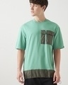 Shop Men's Granite Green Color Block Oversized T-shirt-Front