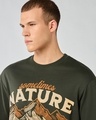 Shop Men's Grape Leaf Green Sometimes Nature Graphic Printed Oversized T-shirt