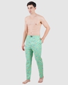 Shop Men's Green All Over Dancer Printed Cotton Pyjamas-Full