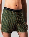 Shop Men's Green All Over Geometric Printed Boxers-Front