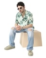 Shop Men's Green All Over Matrix Printed Relaxed Fit Shirt-Full