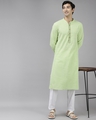 Shop Men's Green All Over Printed Cotton Kurta