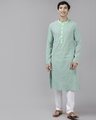 Shop Men's Green All Over Printed Cotton Kurta-Front