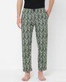 Shop Men's Green All Over Printed Cotton Lounge Pants-Front