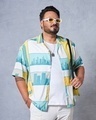 Shop Men's Green & White All Over Printed Plus Size Shirt-Front