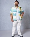 Shop Men's Green & White All Over Printed Plus Size Shirt-Full