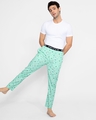 Shop Men's Green All Over Printed Slim Fit Cotton Pyjamas