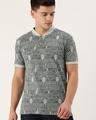 Shop Men's Green All Over Printed Slim Fit T-shirt-Front