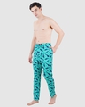 Shop Men's Green All Over Sharks Printed Cotton Pyjamas-Full