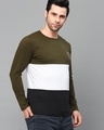 Shop Men's Green and Black Color Block Slim Fit T-shirt-Design