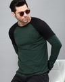 Shop Men's Green & Black Color Block Slim Fit T-shirt
