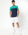 Shop Men's Green and Blue Color Block Henley T-shirt-Full