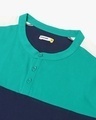 Shop Men's Green and Blue Color Block Henley T-shirt