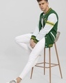 Shop Men's Green & White Seigneur Color Block Varsity Jacket-Full