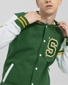 Shop Men's Green & White Seigneur Color Block Varsity Jacket