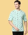 Shop Men's Green AOP Oversized T-shirt-Front