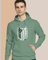 Shop Men's Green Attack on Titan Graphic Printed Hoodie-Front