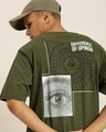 Shop Men's Green Back Typography Oversized T-shirt-Front