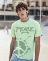 Shop Men's Green Bird Egg Green Peace Vibe Graphic Printed T-shirt-Front