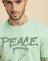 Shop Men's Green Bird Egg Green Peace Vibe Graphic Printed T-shirt