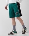 Shop Men's Green & Black Athletic Color Block Oversized Varsity Shorts-Full