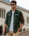 Shop Men's Green & Black Checked Shirt-Front