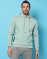 Shop Men's Green & Black Color Block Hooded Sweatshirt-Front