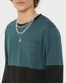 Shop Men's Green & Black Color Block Oversized T-shirt