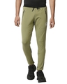 Shop Men's Green & Black Color Block Slim Fit Track Pants-Front