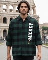 Shop Men's Green & Black Hang Checked Oversized Shirt-Front