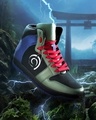 Shop Men's Green & Black Kakashi Color Block High Top Sneakers-Front