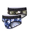 Shop Pack of 2 Men's Green & Blue Camo Printed Cotton Briefs-Front