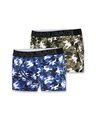 Shop Pack of 2 Men's Green & Blue Camo Printed Cotton Trunks-Front