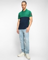Shop Men's Green & Blue Color Block Polo T-shirt-Full