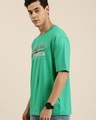 Shop Men's Green California Typography Oversized T-shirt-Front
