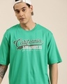 Shop Men's Green California Typography Oversized T-shirt