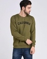 Shop Men's Green California Typography Sweatshirt-Front