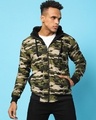 Shop Men's Green Camouflage Hoodie Jacket-Front