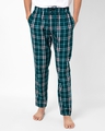 Shop Men's Green Checked Cotton Relaxed Fit Pyjamas-Front