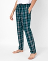 Shop Men's Green Checked Cotton Relaxed Fit Pyjamas-Full