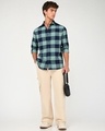 Shop Men's Green & Navy Blue Checked Shirt-Full