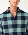 Shop Men's Green & Navy Blue Checked Shirt