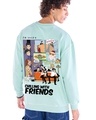 Shop Men's Green Chilling With Friends Graphic Printed Oversized Sweatshirt-Front