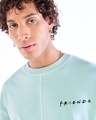 Shop Men's Green Chilling With Friends Graphic Printed Oversized Sweatshirt