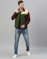 Shop Men's Green Color Block Slim Fit Jacket-Full